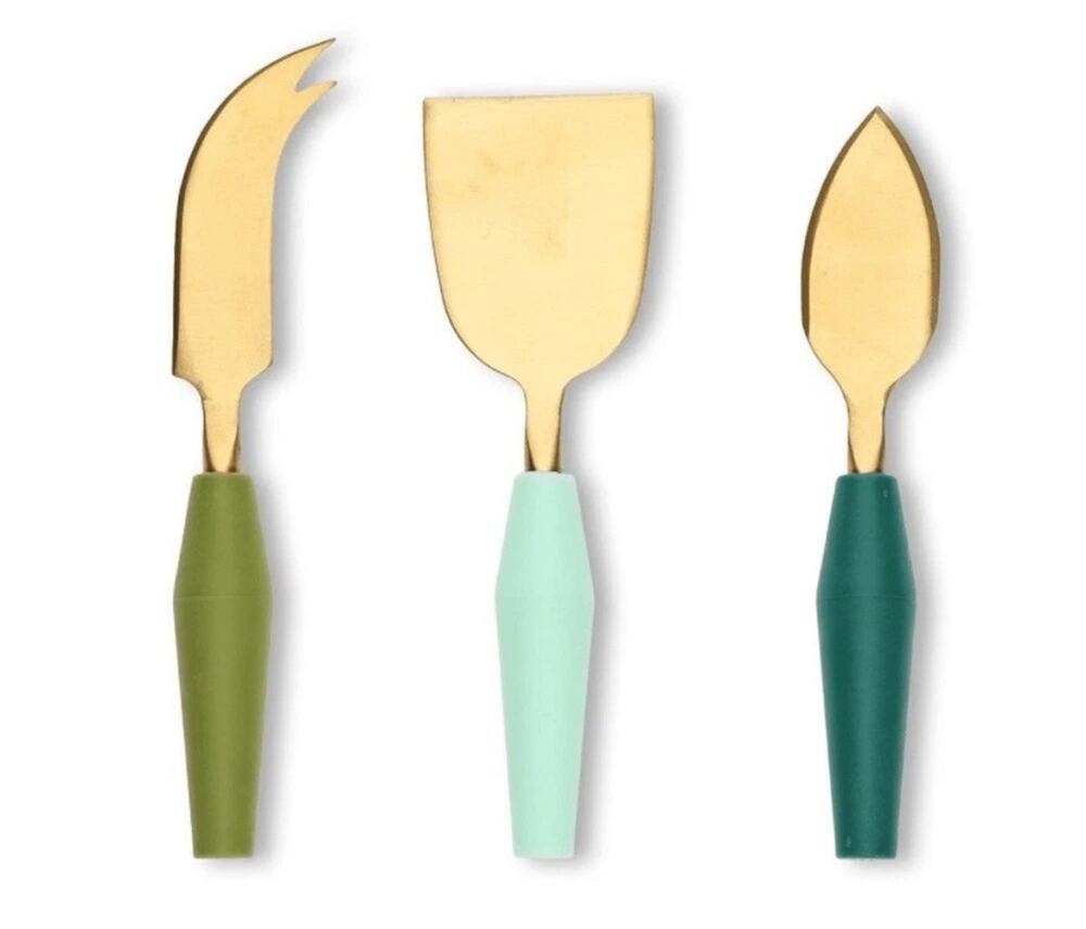Bullseye’s Playground (3) Cheese Knives Knife Set Green Gold